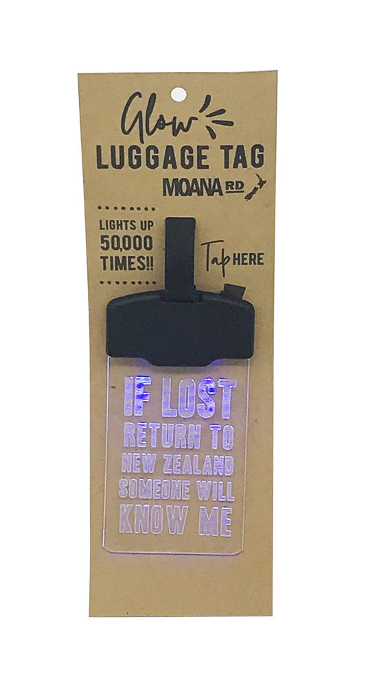 Moana Rd Glow Luggage Tag - If lost return to NZ someone will know me